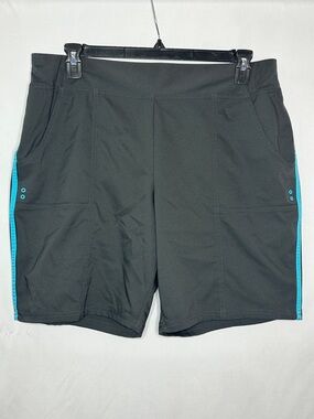 Made For Life Womens Gray Active Shorts with Blue Trim